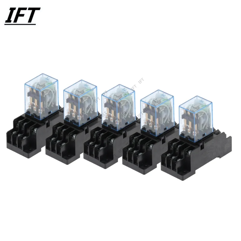 

5Sets Electromagnetic Coil General DPDT Power Relay MY3NJ 11Pins HH53P DC12V 24V AC 110V 220V Miniature Relay With PYF08A Base