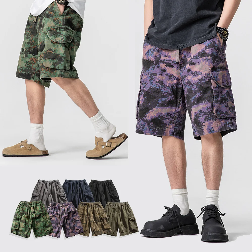 Men Summer Streetwear Fashion Loose Casual Track Camouflage Cargo Shorts Unisex Outdoor Techwear Cotton Short Pants Women Shorts