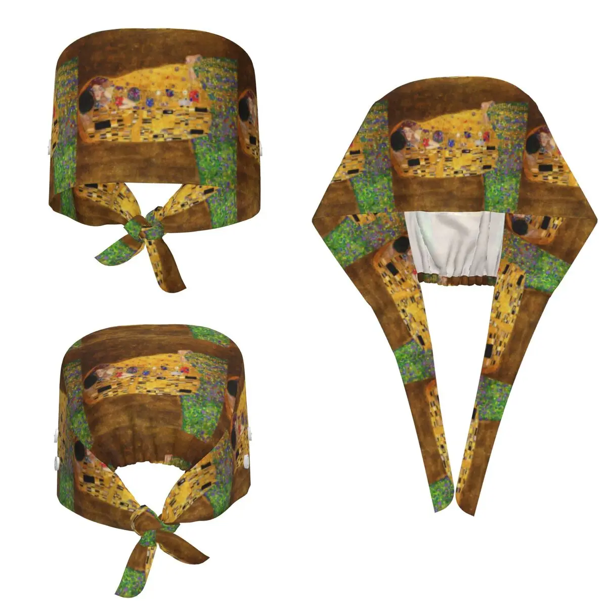 The Kiss By Gustav Klimt (1907 - 1908) Scrub Hat Doctor Working Surgical Cap Men Women Adjustable Nursing Caps for Dentist