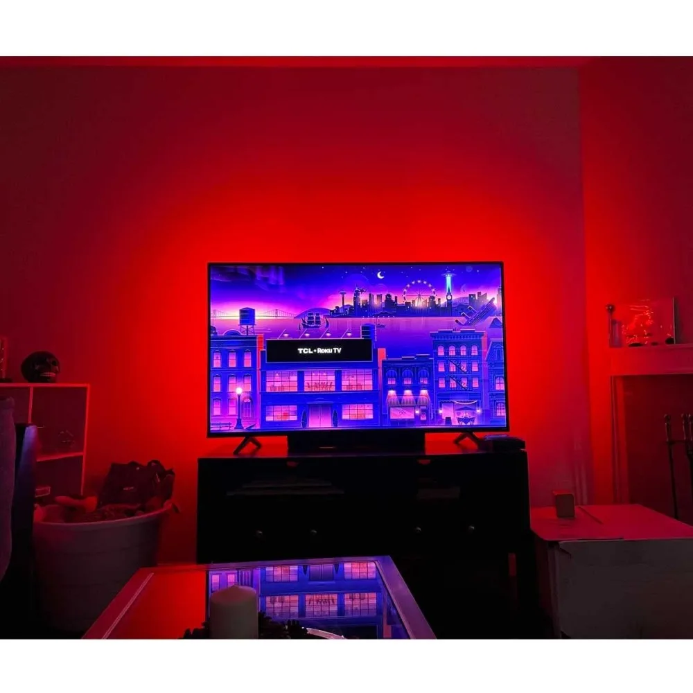 طقم إضاءة خلفية للتلفاز USB لشاشة تلفزيون ذكية 70 75 80 82 بوصة HDTV ديكور مساحة العمل - غطاء 4/4 جوانب خلف أضواء خلف التلفزيون