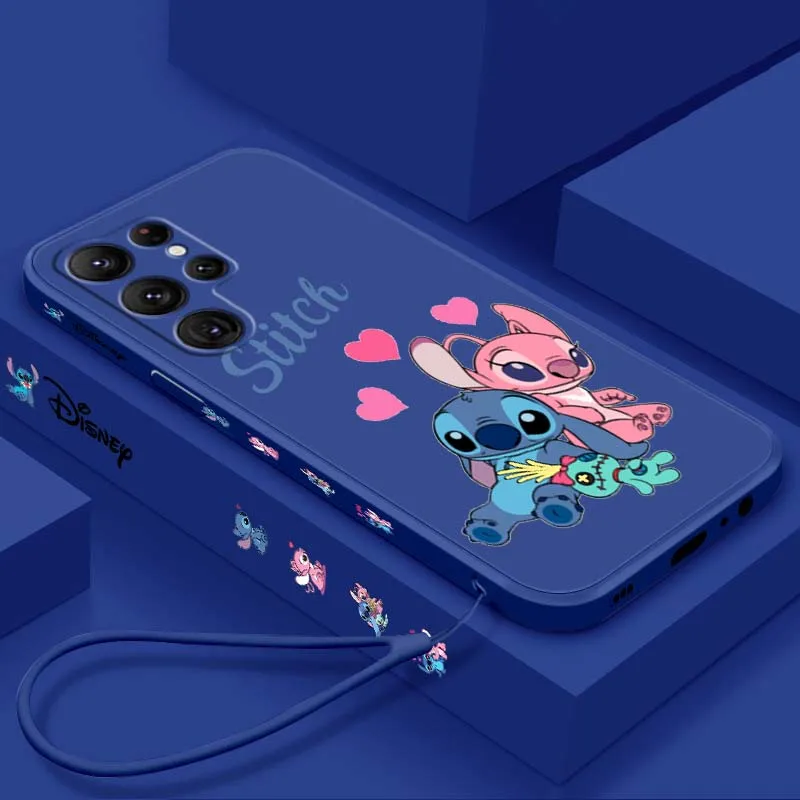 

Angel Stitch Anime Phone Case For Samsung Galaxy S25 S24 S23 S22 S21 S20 Ultra Plus FE 5G Liquid Left Rope Cover