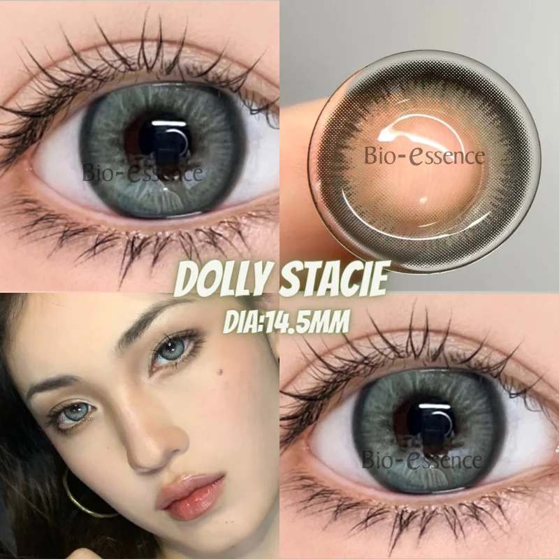 Bio-essence 2Pcs Colored Contacts Lenses with Myopia Yearly Green Brown Lens Korean Big Eyes Colored Makeup Lens Fast Delivery