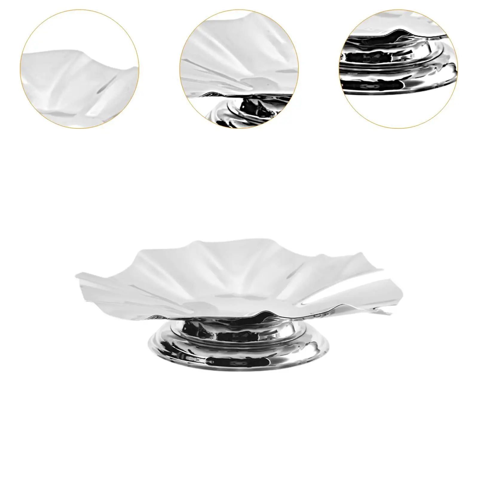 Stainless Steel Fruit Bowl Fruit Holder High Base Elegant Tea Party Dish Dessert
