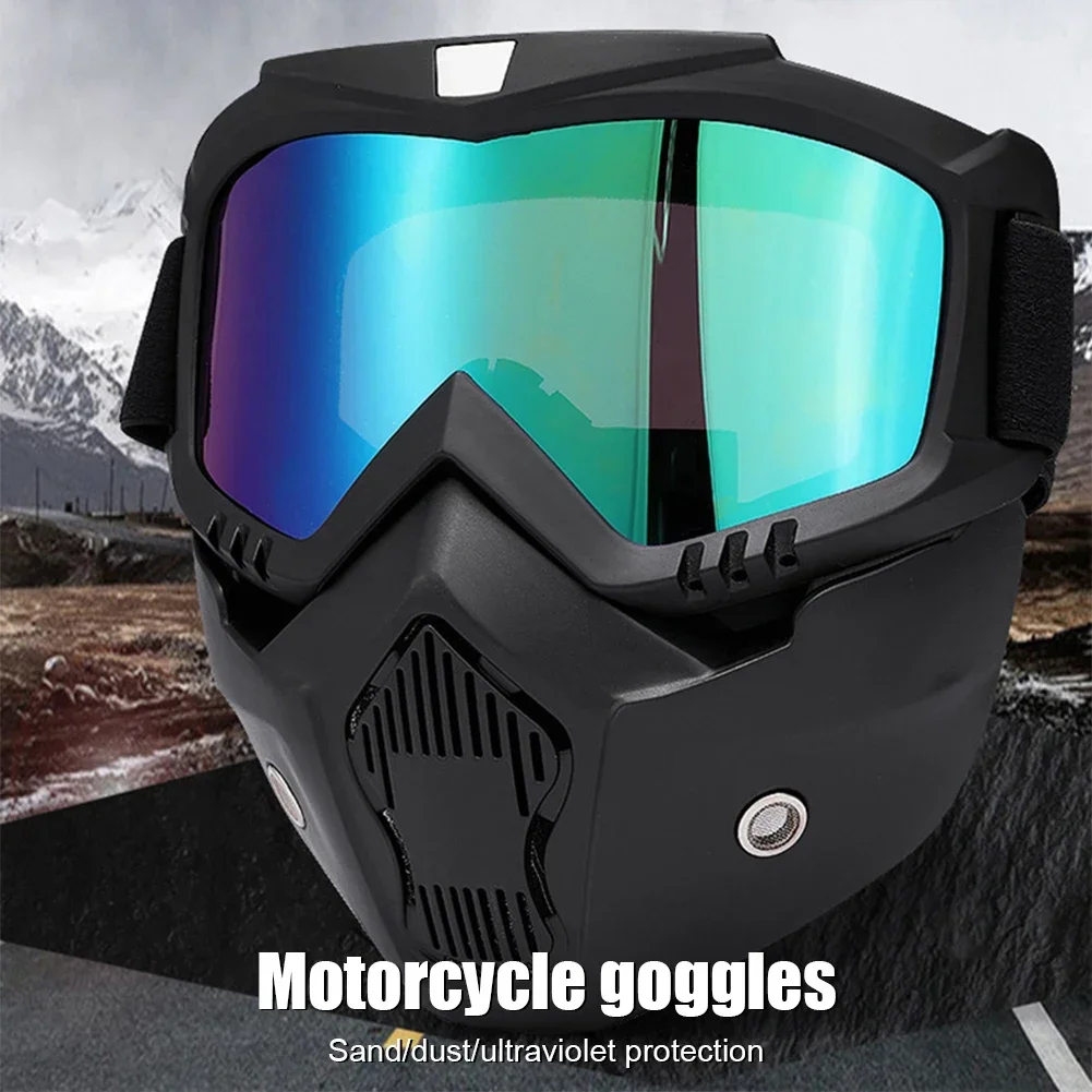 Protective Bicycle Motorcycle Helmet Mech Mask Motocross Sunglasses Windproof Riding Cycling Ski Goggles with Mouthpiece