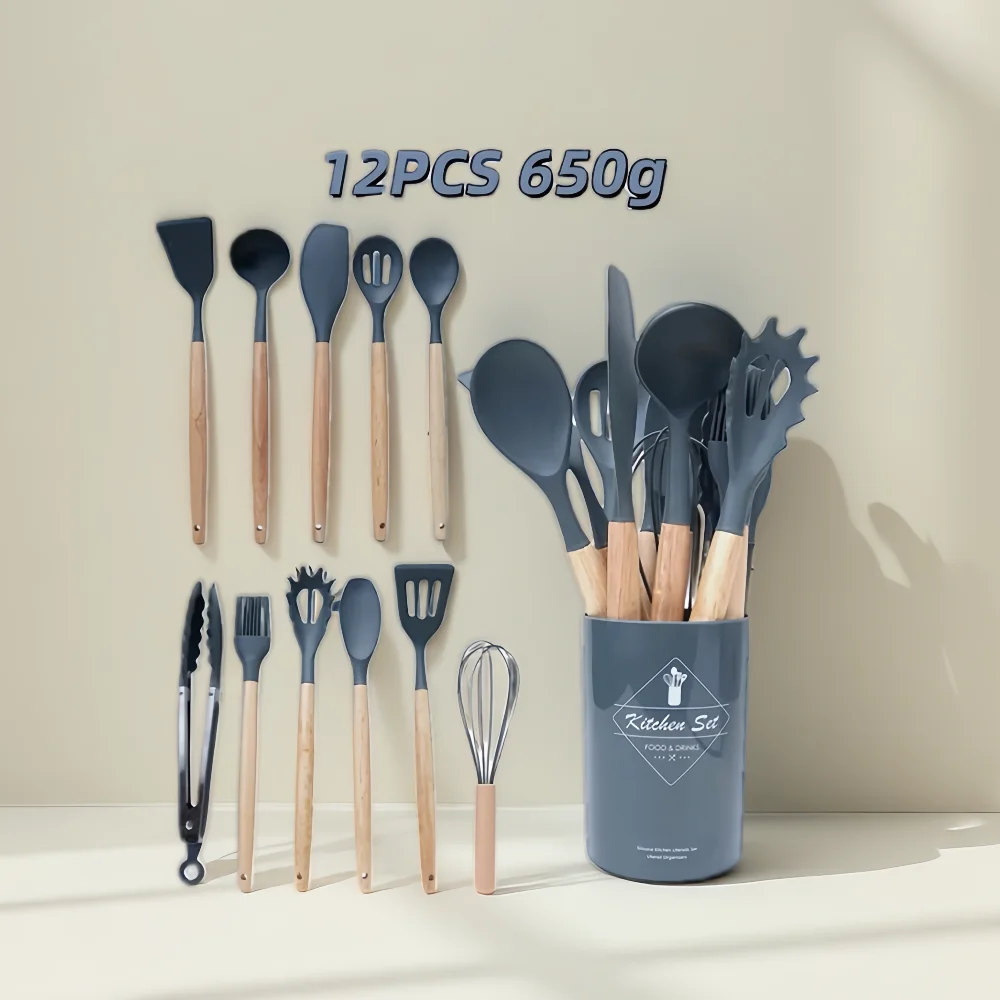 

Набор силиконовых кухонных принадлежностей - пищевые антипригарные кухонные принадлежности с лопаткой и мерными ложками, термостойкие кухонные принадлежности