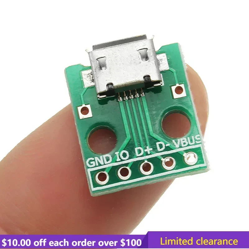 Limited Clearance 20PCS Micro USB To Dip Female Socket B Type Microphone 5P Patch To Dip with Soldering Adapter Board