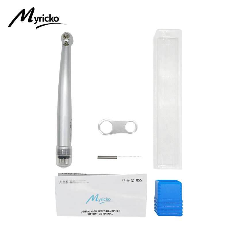 Dental High Speed Handpiece LED Turbine E-generator Torque Push  Myricko Fiber Optic Push Button Air Turbine Cartridge  2/4Holes