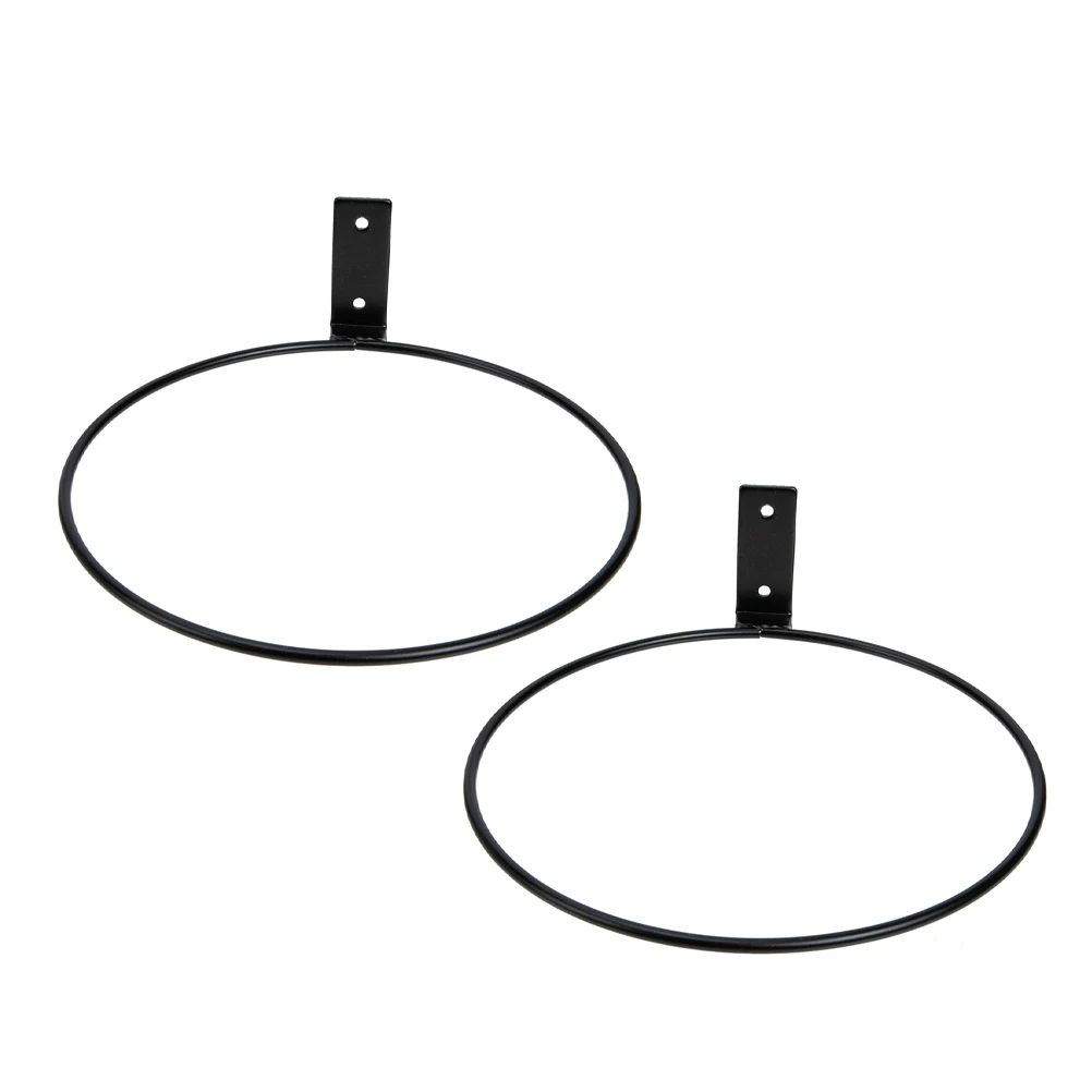 

2pcs Wall Mounted Flower Pot Holder Ring Black Iron Plant Hangers for Indoor Outdoor Planter Rack Storage Solution