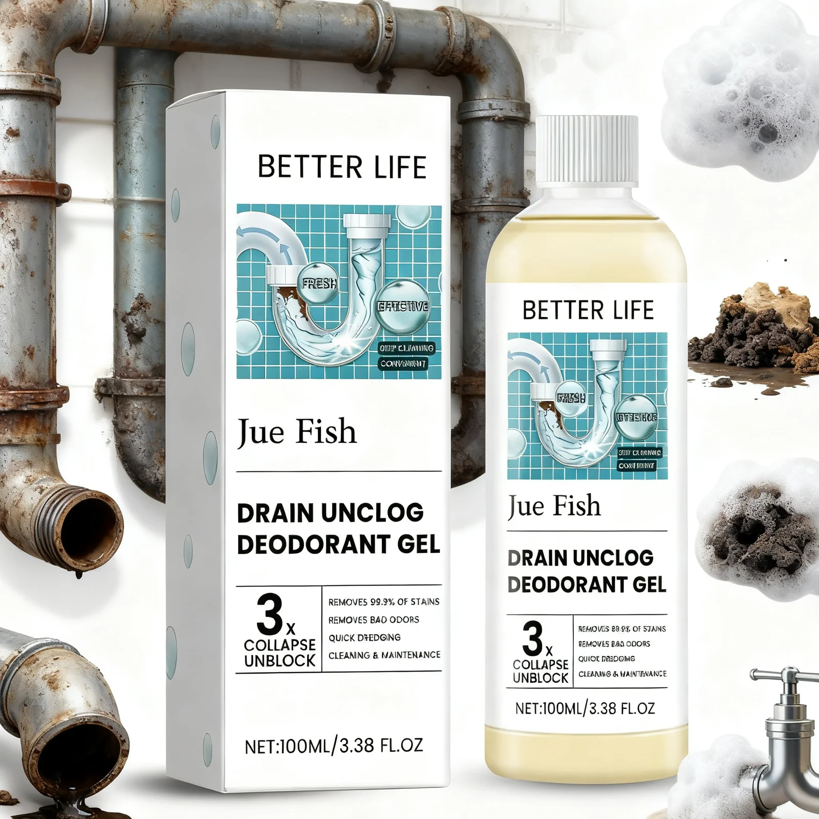 

Pipe Dredge Agent Drainage Pipe Cleaning Deodorization Blockage Removal Bathtub Sewer Decontamination Drain Cleaning Solution