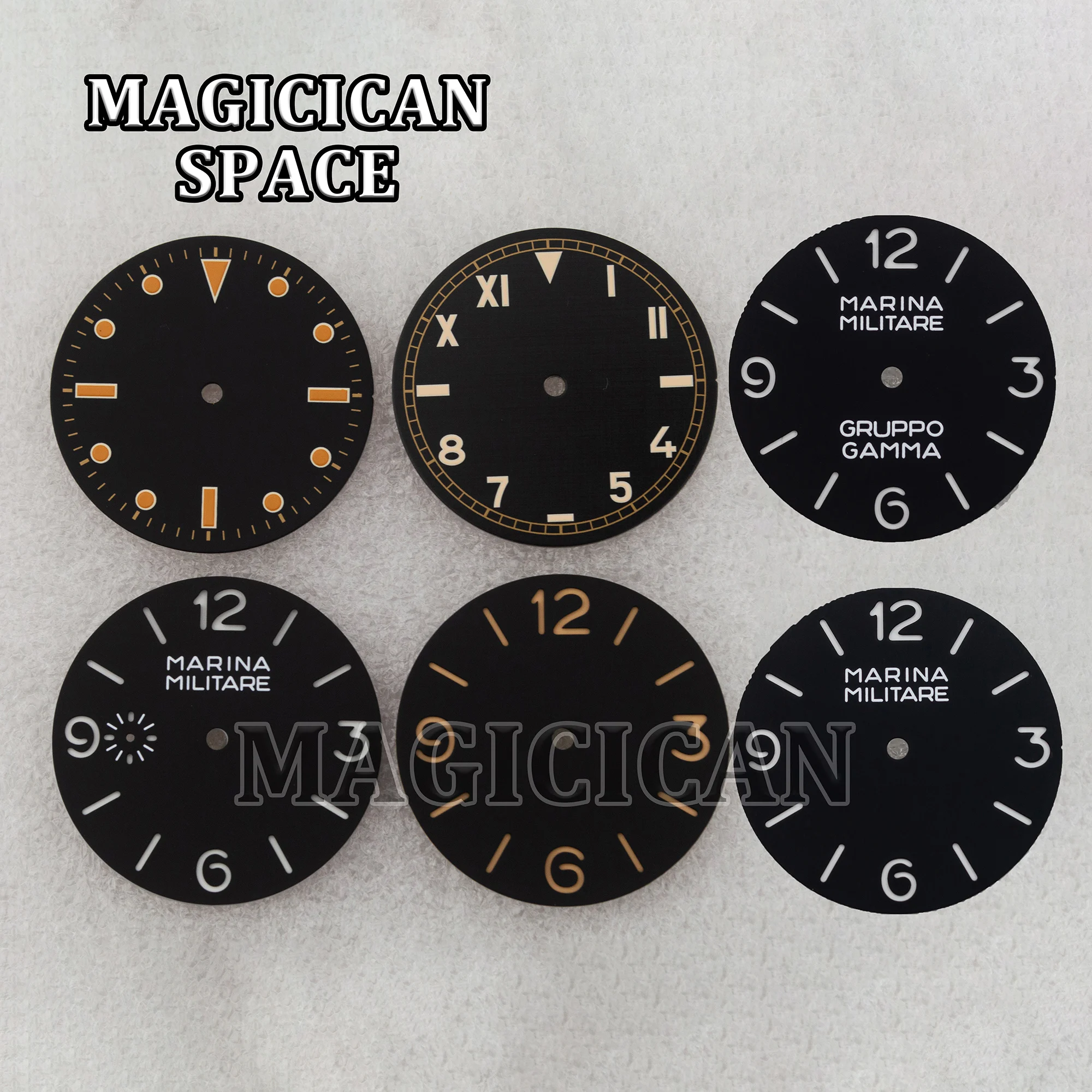 39mm Watch Dial Vintage Restro Face Parts for Pam 6152 6154 ETA6497/ETA6498/ST3600 Movement Watch Green Luminous Accessories