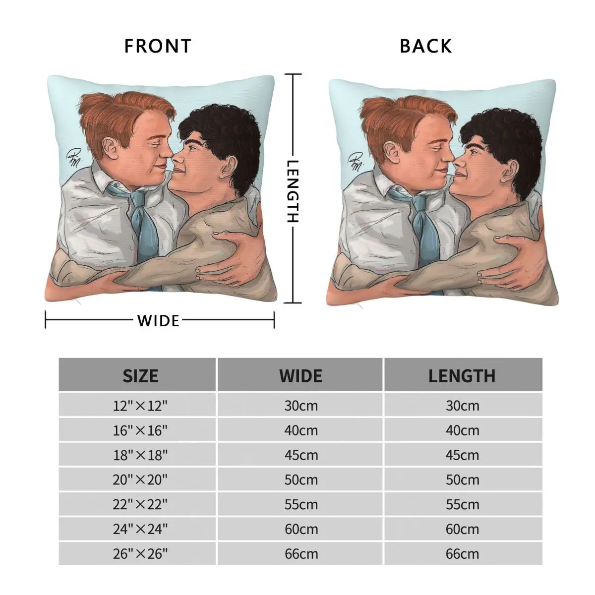 Heartstopper Nick & Charlie Square Pillowcase Polyester Linen Velvet Creative Zip Decorative Pillow Case Home Cushion Case
