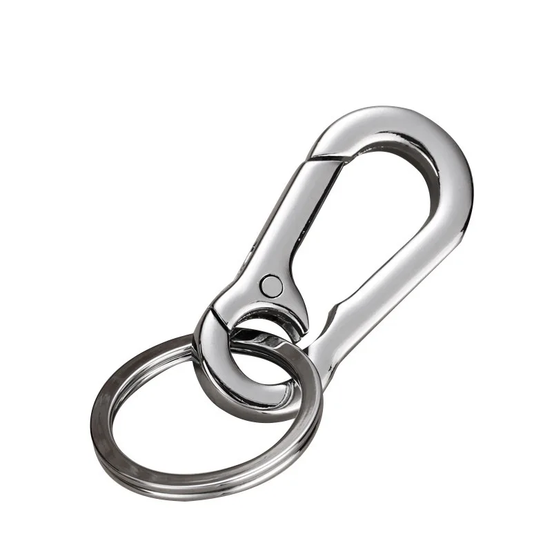 1PCS Durable Car Keychain One-Piece Molding Lightweight Material Stainless Steel Buckle Hook Outdoor Carabiner Shape Key Ring