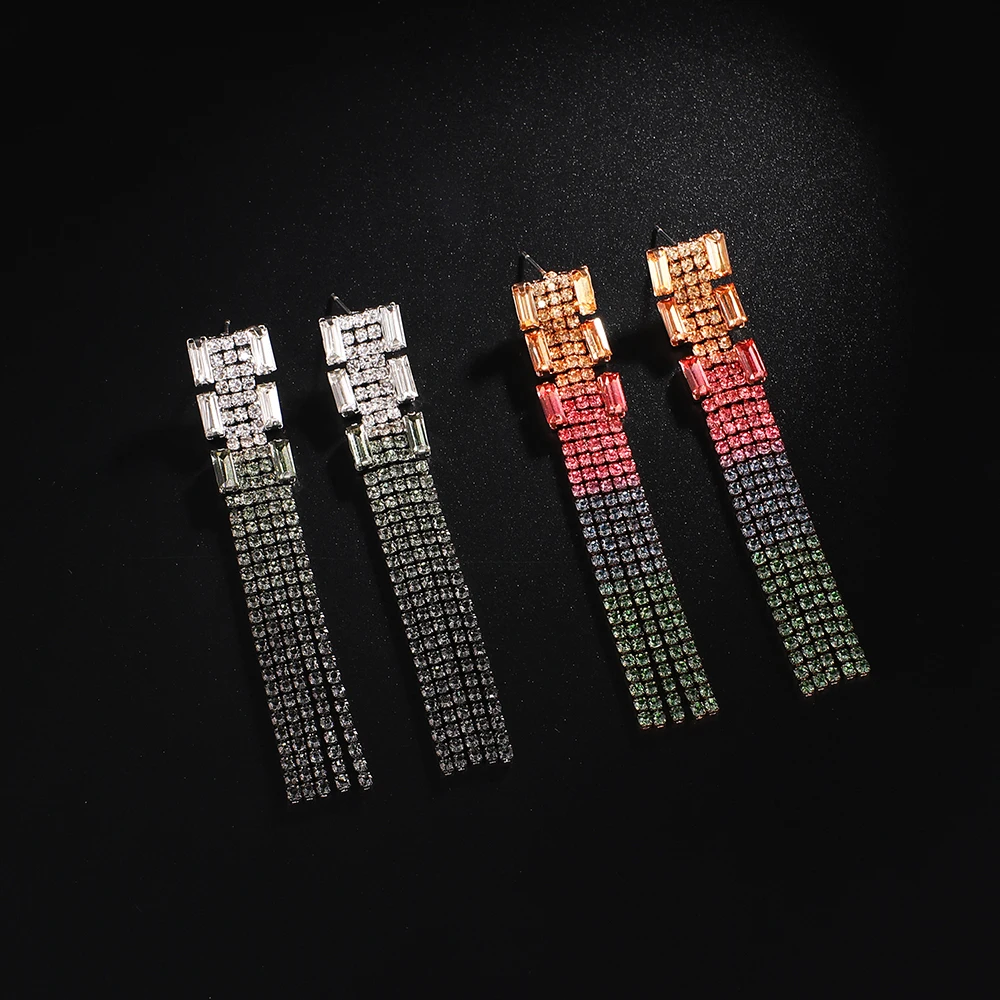 Women Drop Earrings Colorful Brand Design Luxury Starburst Pendant Crystal Statement Earrings Jewelry Gifts E781