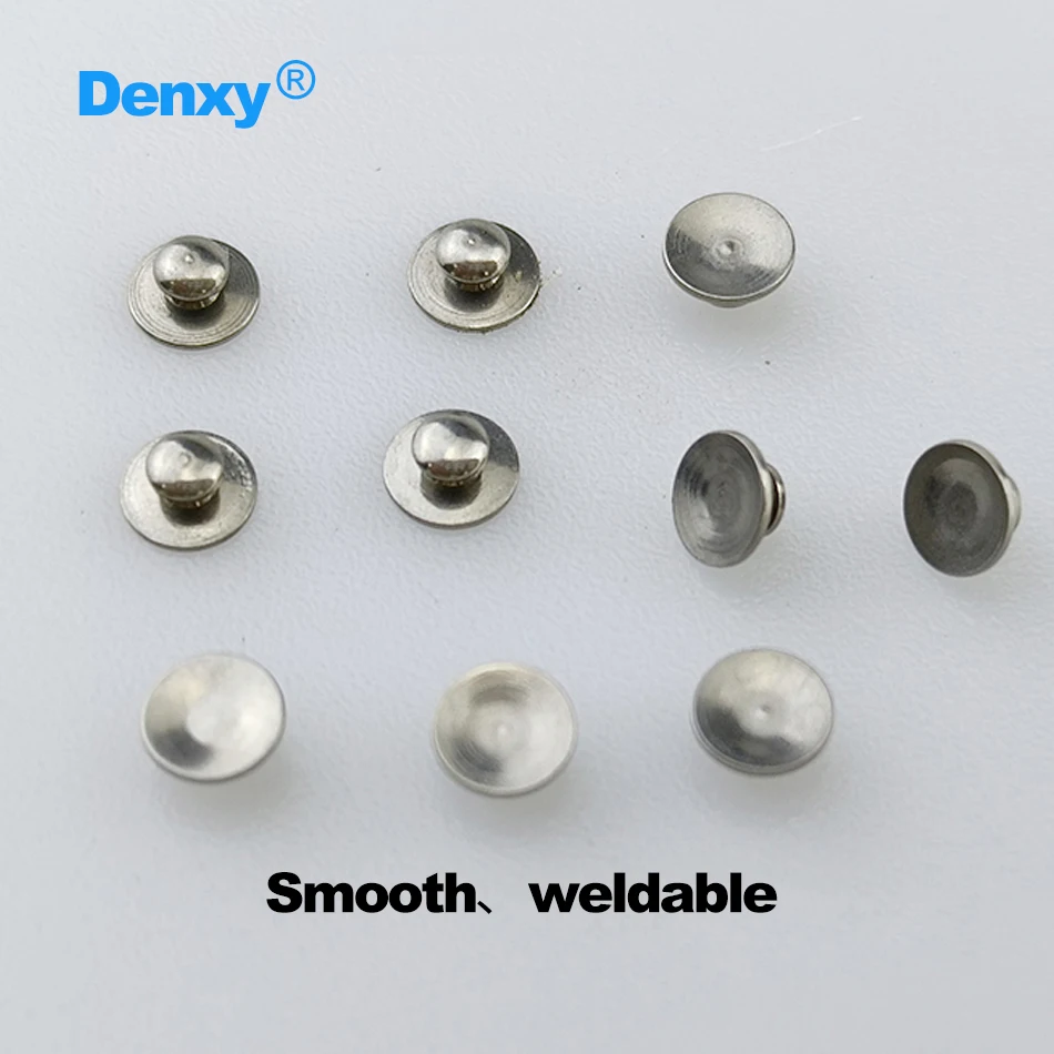 Denxy 50 pcs Dental Lingual Button Metal Mesh Smooth Base Eyelet Round Cleat Rectangular MIM Special Button Orthodontic Brackets