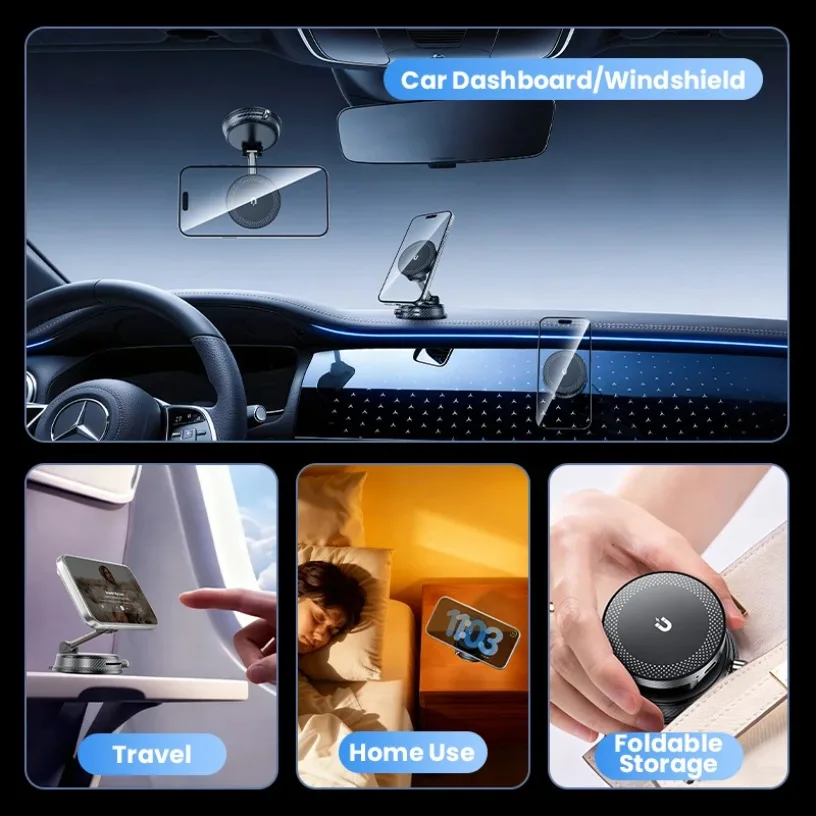 Magnetic Wireless Charger Mount Vacuum Suction Cup Car Phone Holder Stand For iPhone 17 16 15 14 13 12 Pro Max Fast Charging