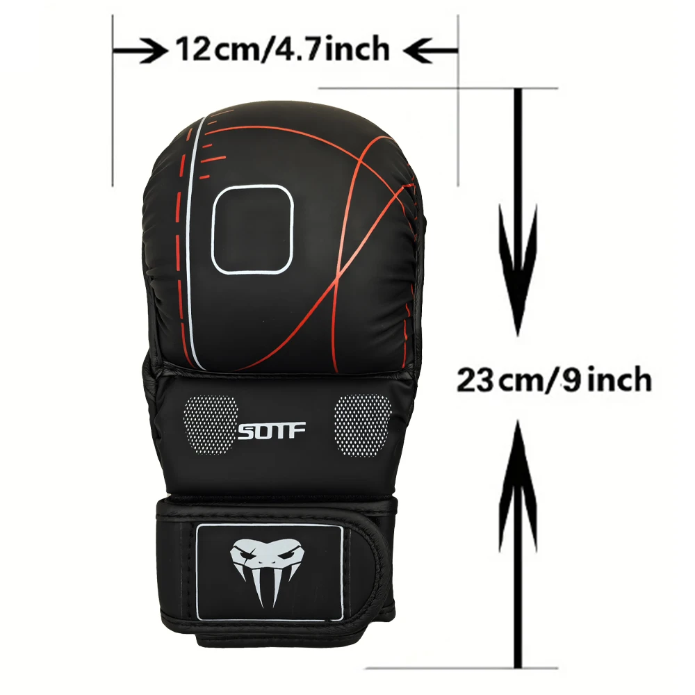 قفازات تدريب الملاكمة MMA الاحترافية للبالغين من MMA، وسادة جلدية نصف إصبع، مفاصل ساندا لحقيبة الرمل