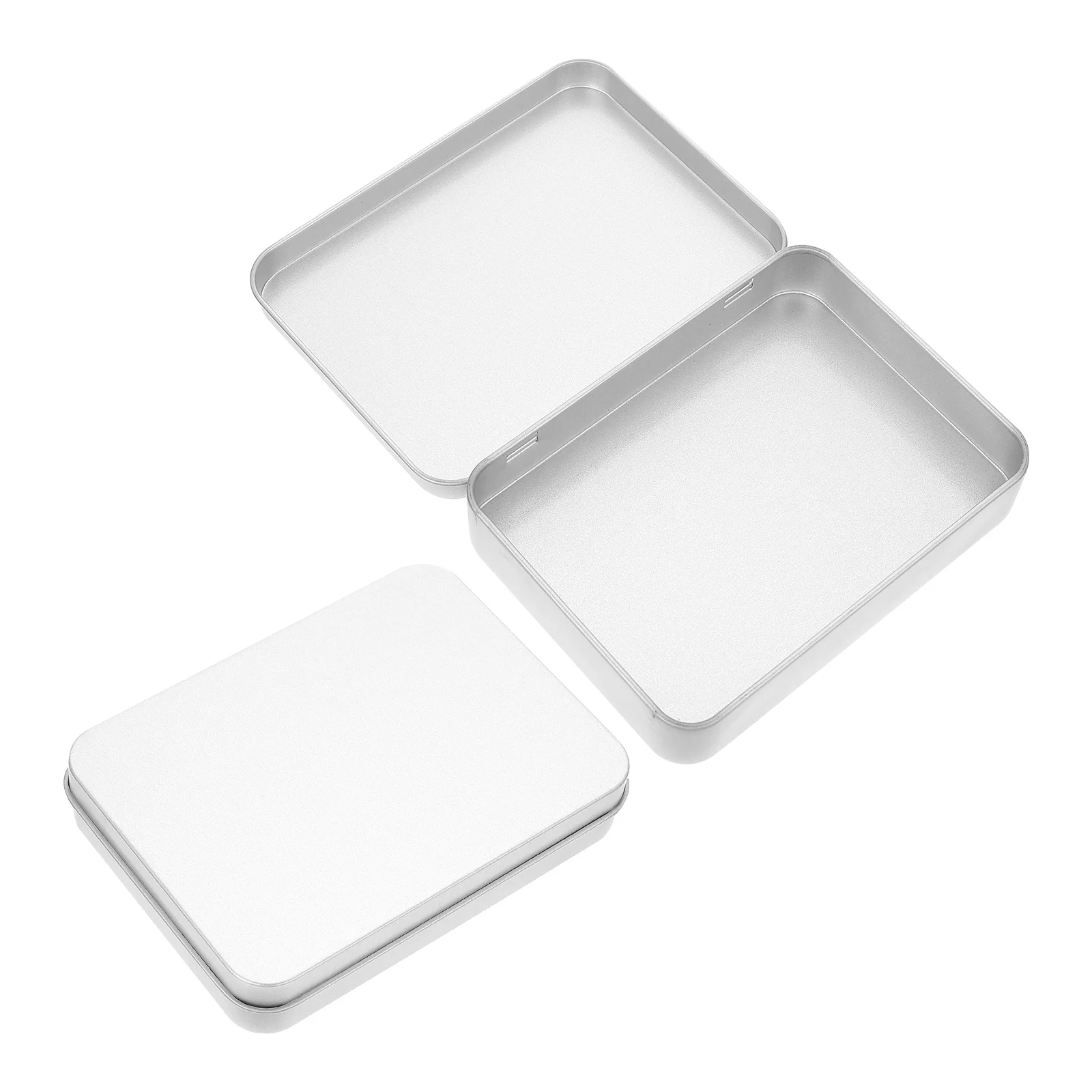 

2 Pcs Gift Tin Box Tins Boxes Storage with Hinge Lid Container Containers for Food USB Flash Drive Case Biscuit