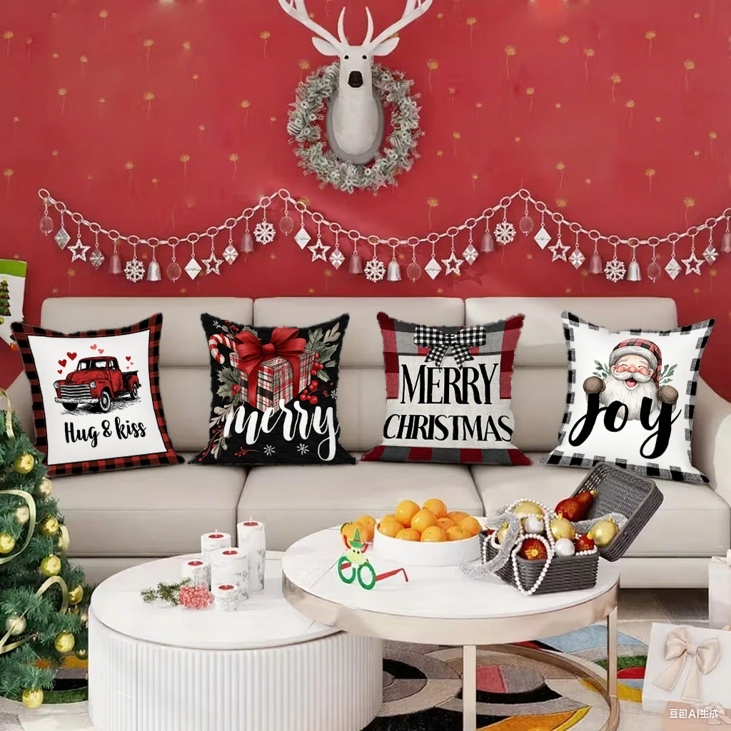 

Hug & Kiss Christmas Pillow CoversSuitable for sofa car bedroom decorative cushion cover pillow cover