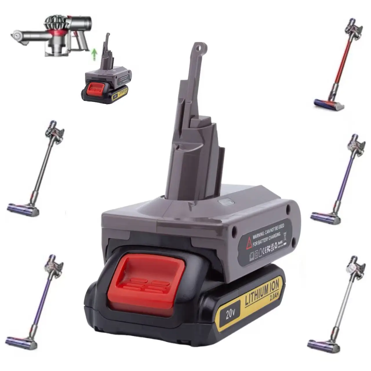 Battery Adapter for Dewalt Battery Convert to for Dyson v7 v8 Vacuum Cleaner Tool Converter (Not include tools and battery)