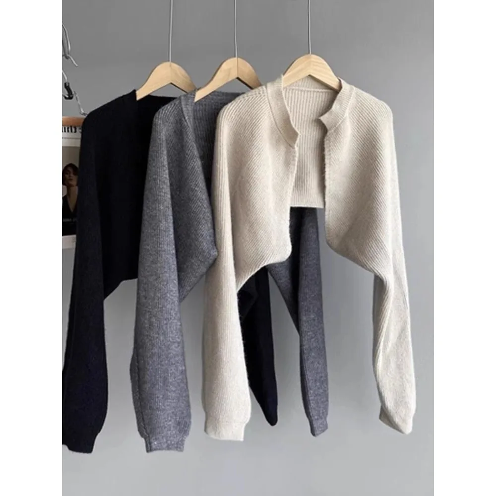 

New Arrival French Style Short Batwing Sleeve Open Cardigan Sweater Women's Spring Autumn Outerwear Fashionable Knitted Coat