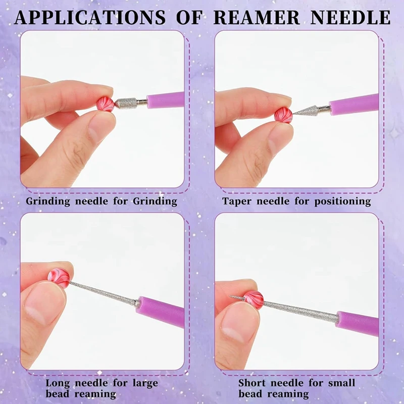 보석 제작용 다이아몬드 팁 비드 리머, 유리 플라스틱 목재 비즈 구멍 확대기 도구, 4 개