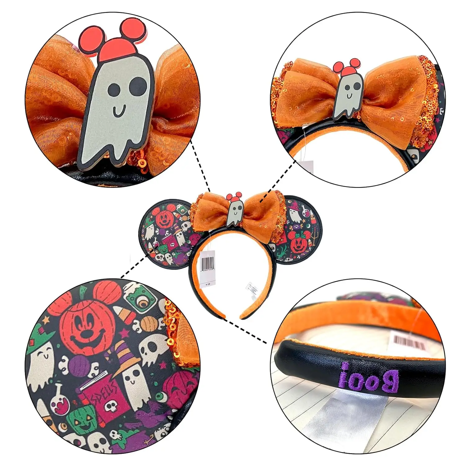 Disney Mickey Mouse Ear Hairband Halloween Plush Headband with Cartoon Minnie Ears for Birthday Party Decoration