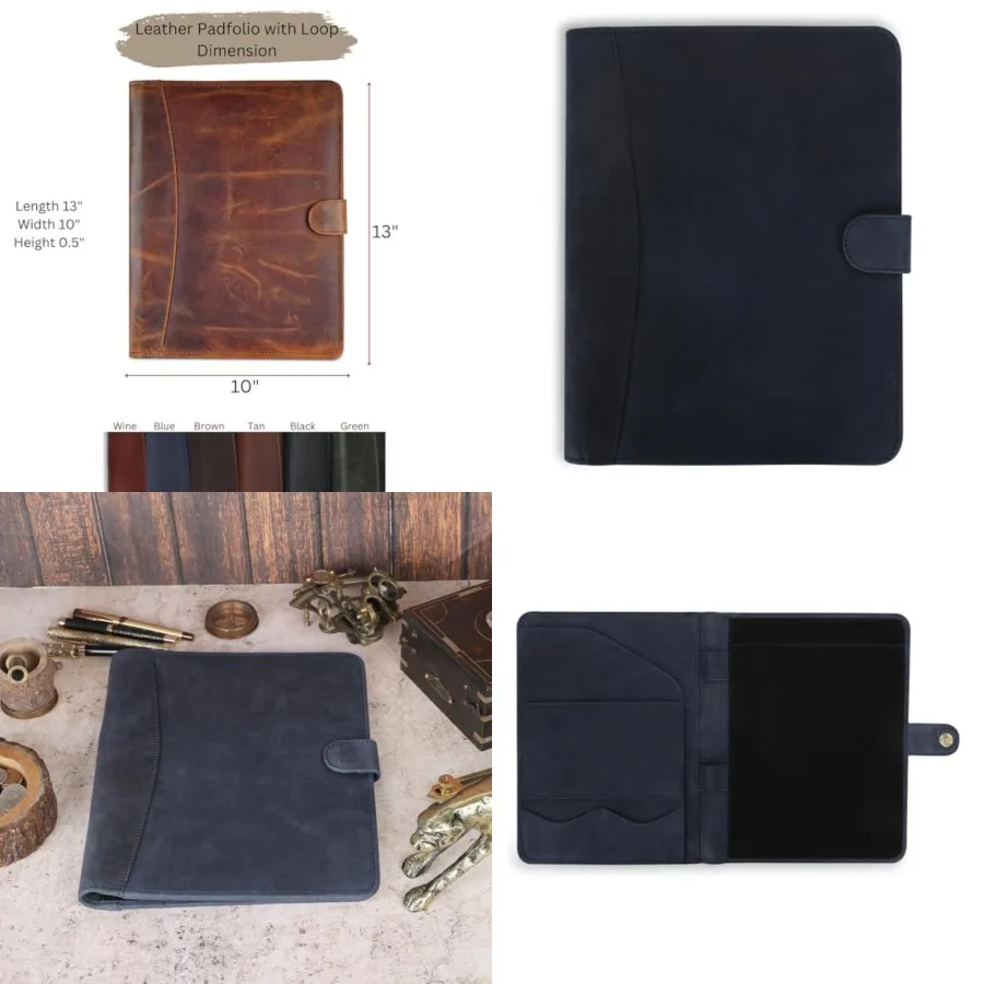 

Leather Padfolio Legal Pad Portfolio Organizer Handmade Executive Notebook Binder Heavy Duty Full Grain Cow Hide Resume Intervi