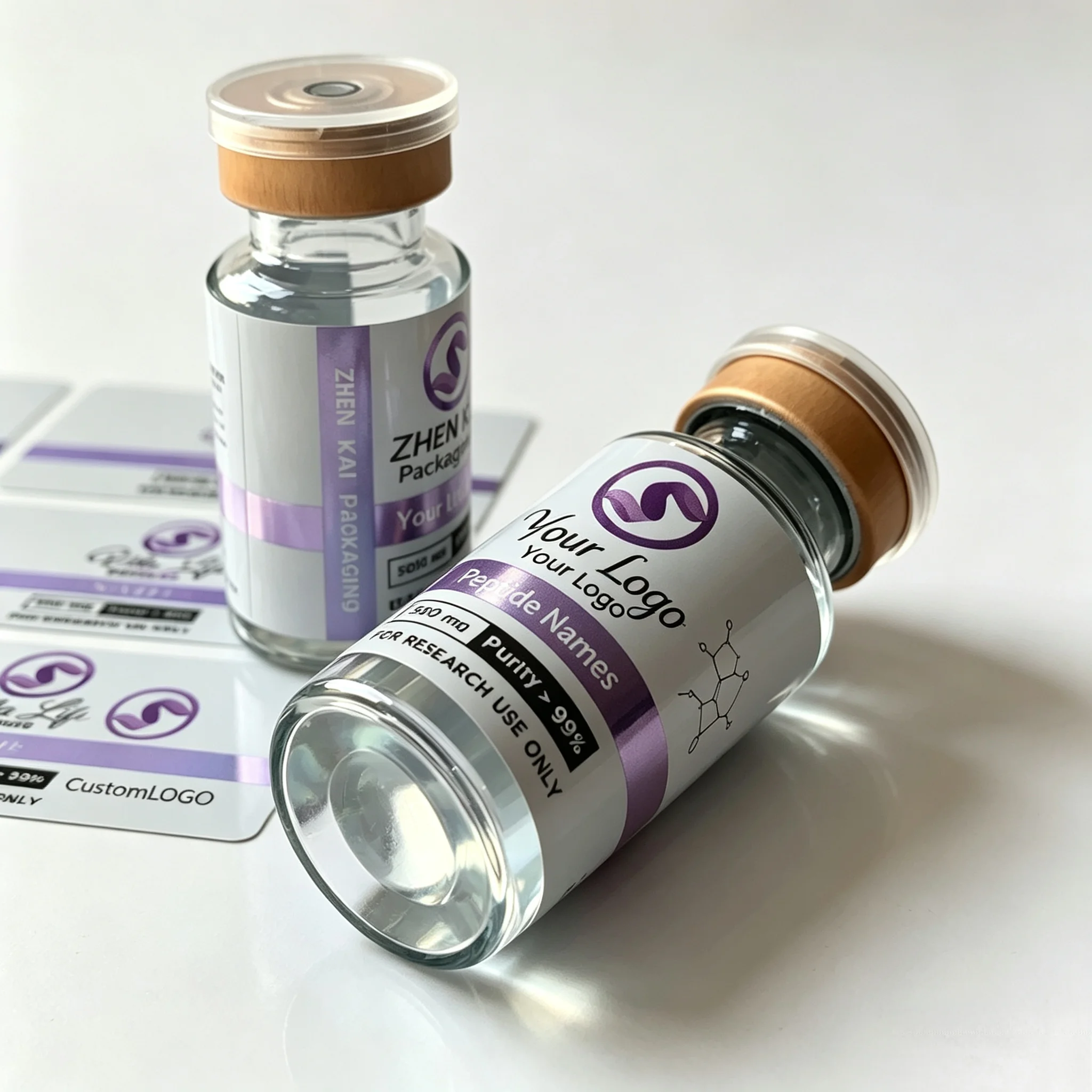 Custom Waterproof High Temp Resistant Peptide Bottle Labels,Precision Printed Self Adhesive Stickers for Injectable Supplement