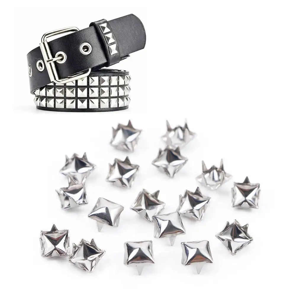 

Gold for Hat,Bag,Clothes Metal Releasable Spikes Spots Nailhead Quality Garment Supplies DIY Studs Square Rivets Sewing Decor
