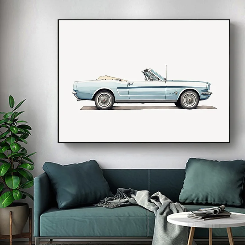 مجموعة من 6 مطبوعات سيارات عتيقة الحد الأدنى الحديثة قماش جدار الفن الحضانة غرفة اللعب غرفة نوم الأولاد غرفة الاطفال ديكور السيارات ملصق