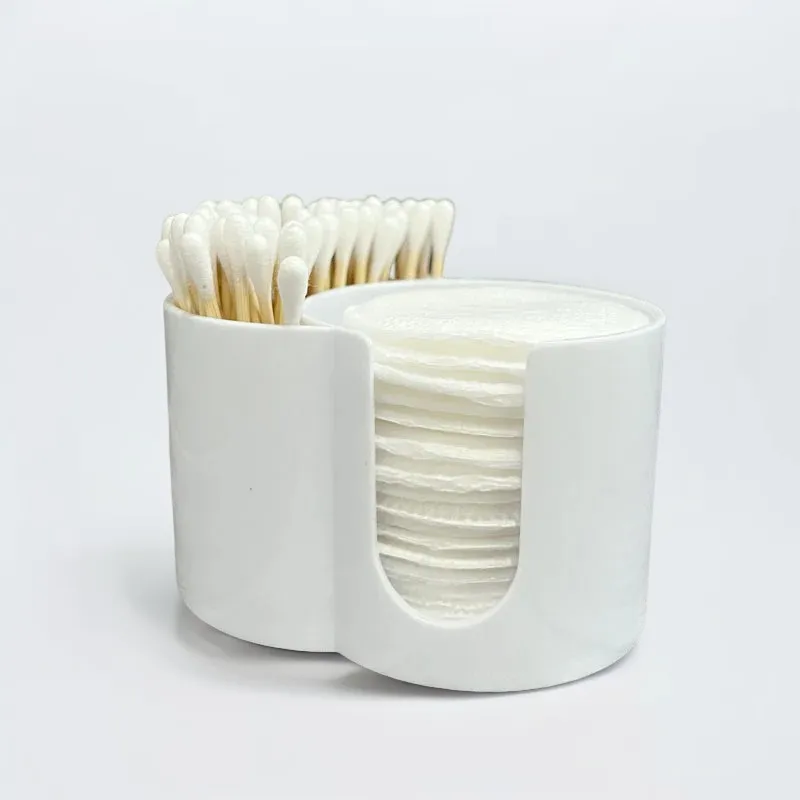 1PC 2-In-1 Desktop Cotton Swab Storage Box Double Hole Circular Dispenser Holder Multifunction Cosmetic Organizer Home Tool