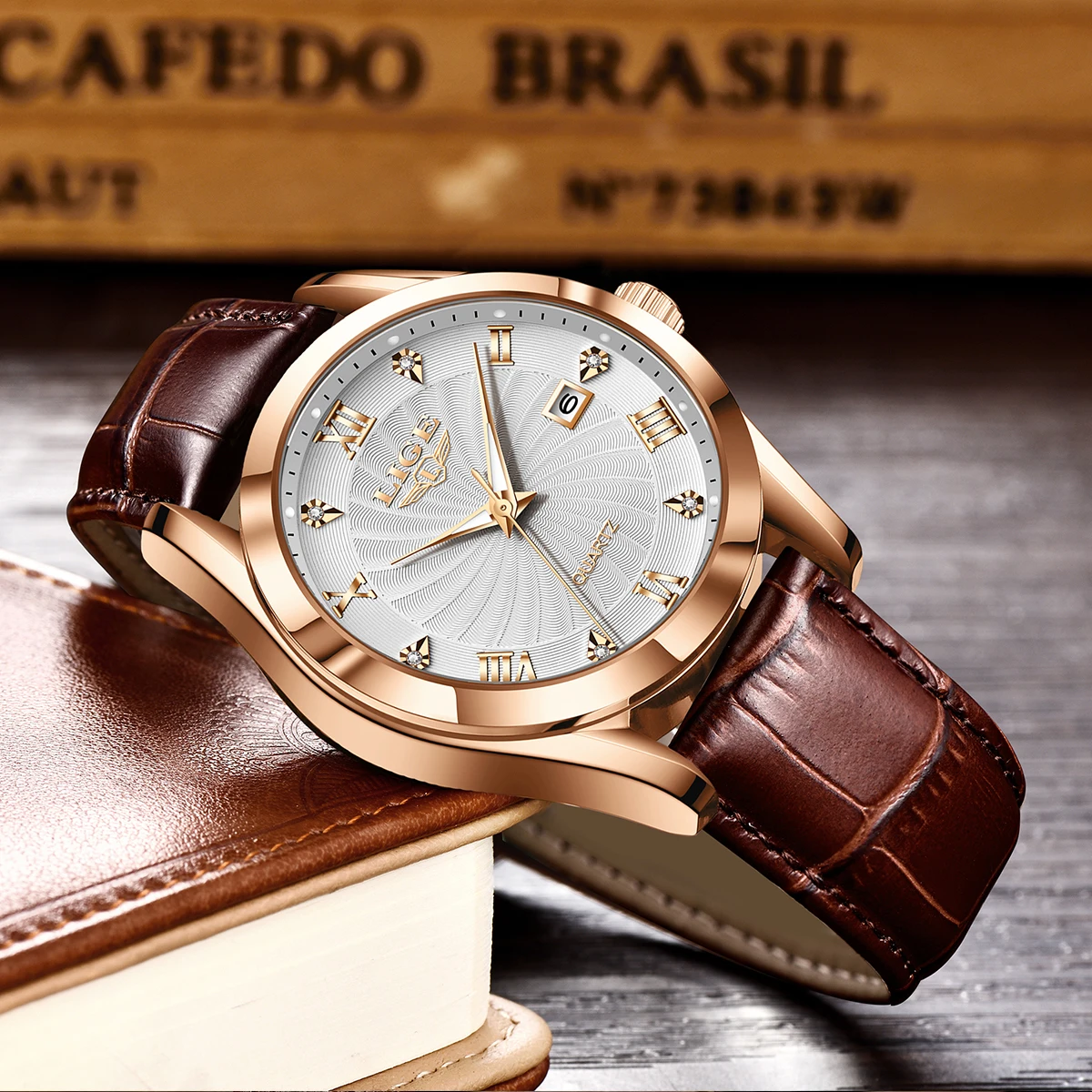LIGE Fashion Genuine Leather Watch For Women Casual Waterproof Women's Bracelet Watch Outdoor Sport Luminous Quartz Ladies Watch