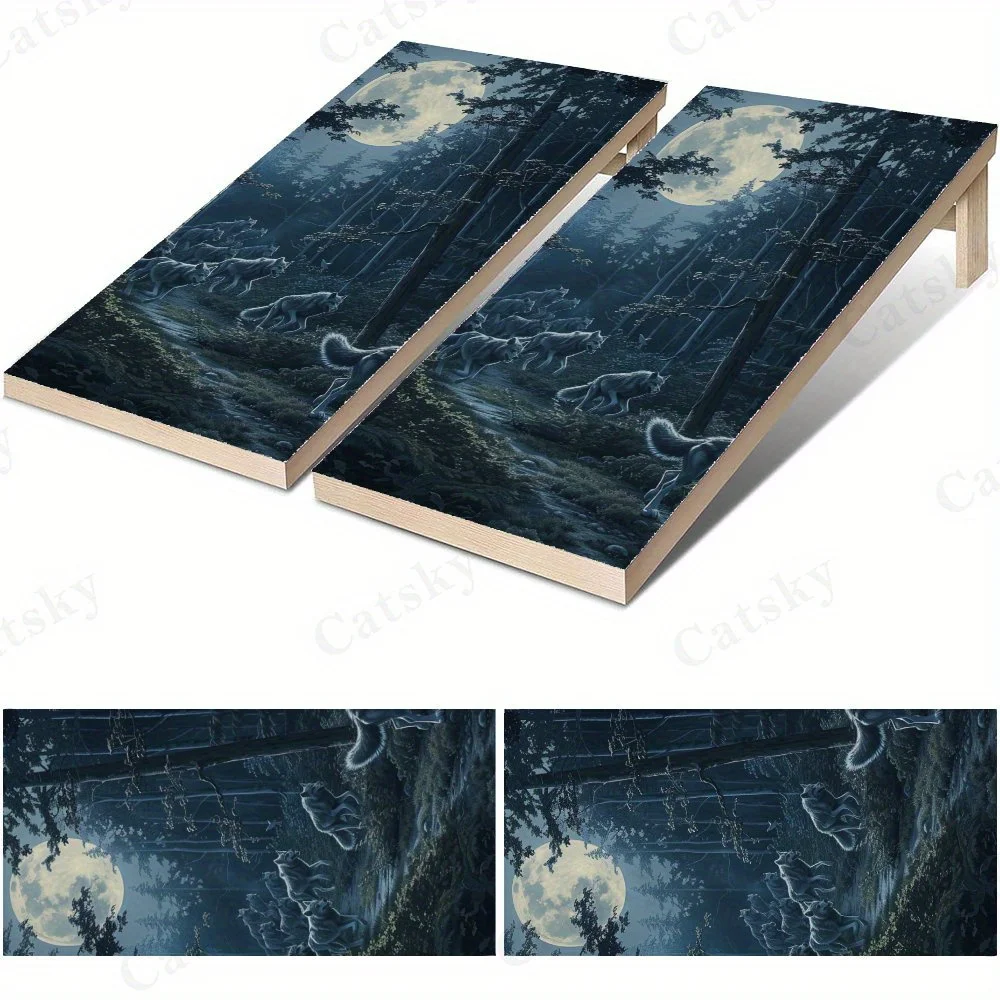 Moonlit Wolf Pack in Forest Art Sticker,High Value! 2D Flat Vinyl Sandboard Decals - Budget-Friendly and High Value, Bubble-Free