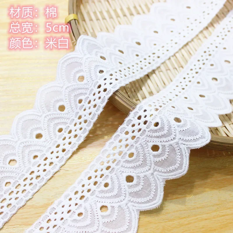 Cotton Embroidered Flowers Lace, Guipure Ribbon, White, Dress Clothes, Sewing Collar Trim, Handmade DIY Lace Material