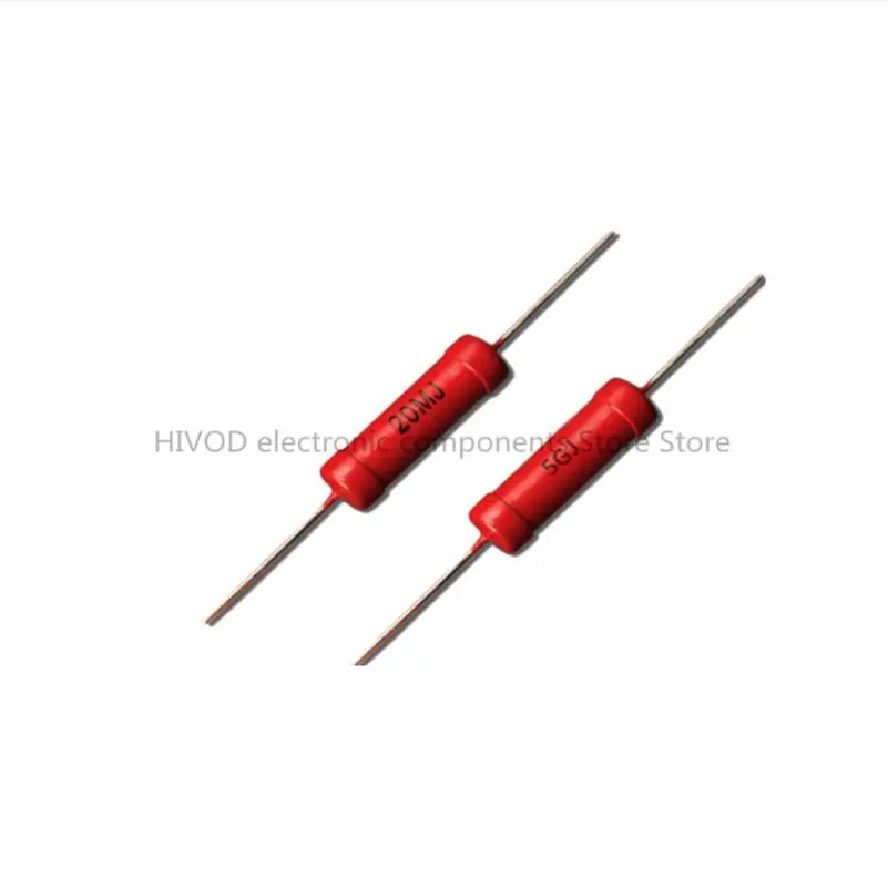 5PCS 5W 2M 9*50mm withstand voltage 15KV 2 megohm RI80 Dahongpao non-inductive high voltage glass glaze resistor