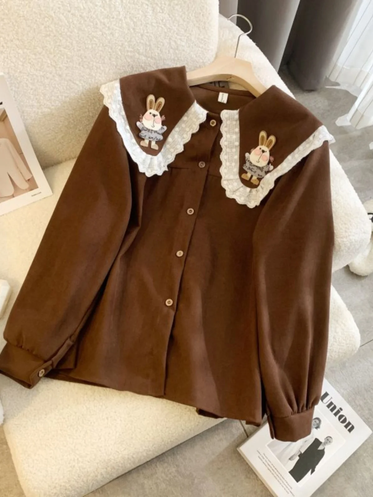 

Женская блузка больших размеров с воротником-стойкой и ретро-дизайном, свободного кроя, длинный рукав, весна, новинка, корейский стиль