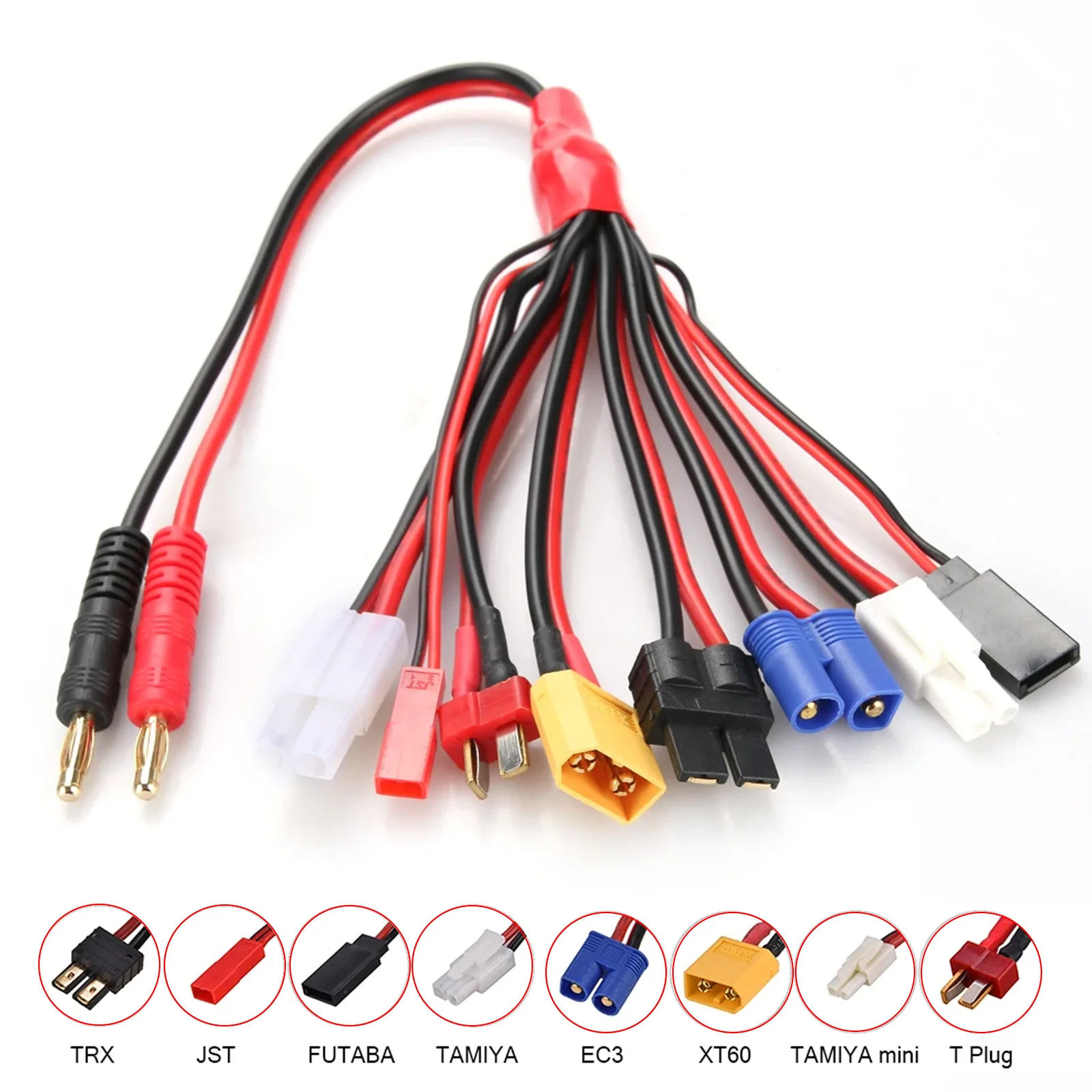 HTRC 8 in 1 Cables Set for IMAX B6 Charger RC Part Lipo Battery Multi Charging Plug TAMIYA T-plug XT60 Convert Cable Line view 2