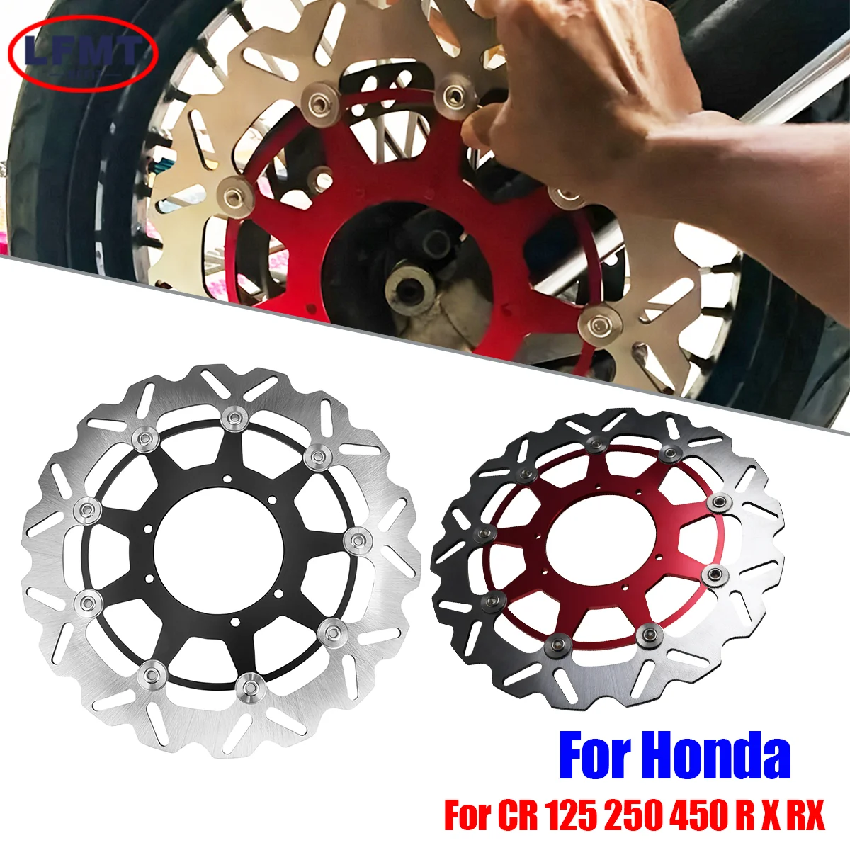 320mm Front Floating Brake Disc Rotor With Brake Caliper Bracket Motocross Brake Kit For Honda CR CRF250R 450R 250X 450X 450RX