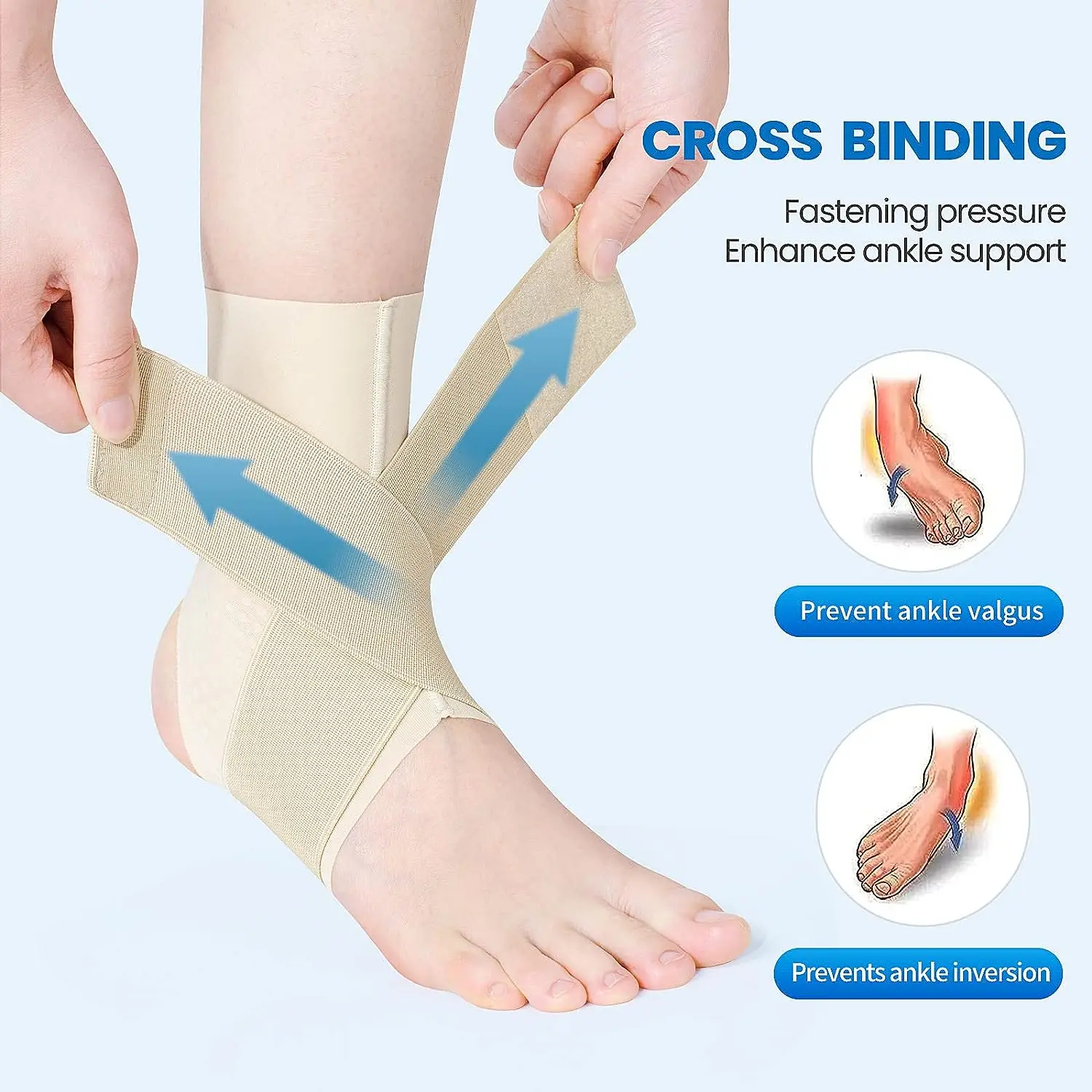 Attelle de cheville 1 pièce, Support de cheville à Compression respirant et réglable, pour hommes et femmes avec entorse des chevilles, enveloppement de cheville