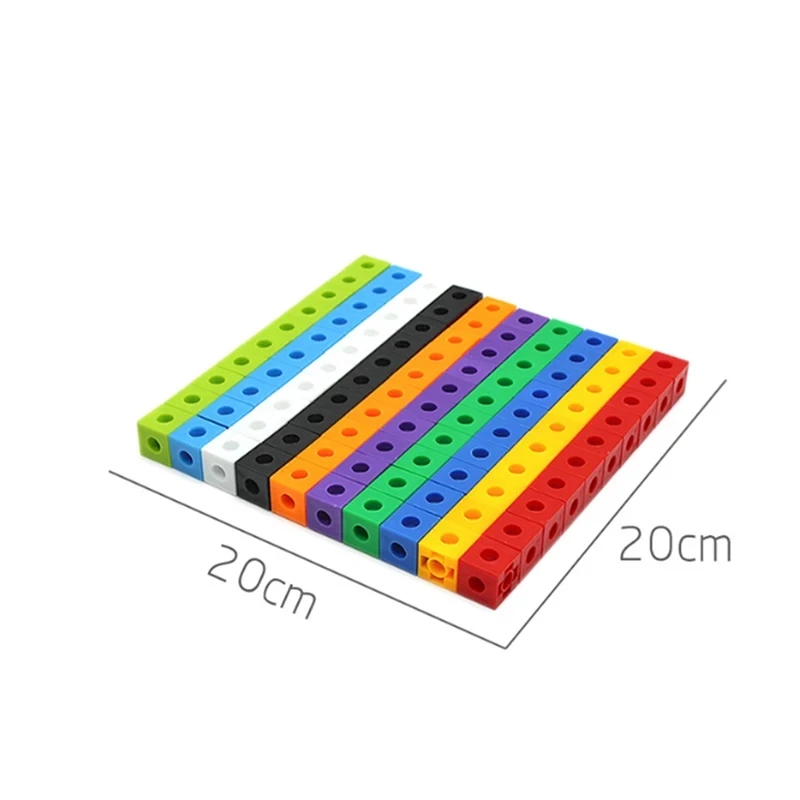 100/200Pcs 10 Colors Connected Cube Toys For Mathematical Counting Plastic Blocks Colored Mathematical Cube School Preschool