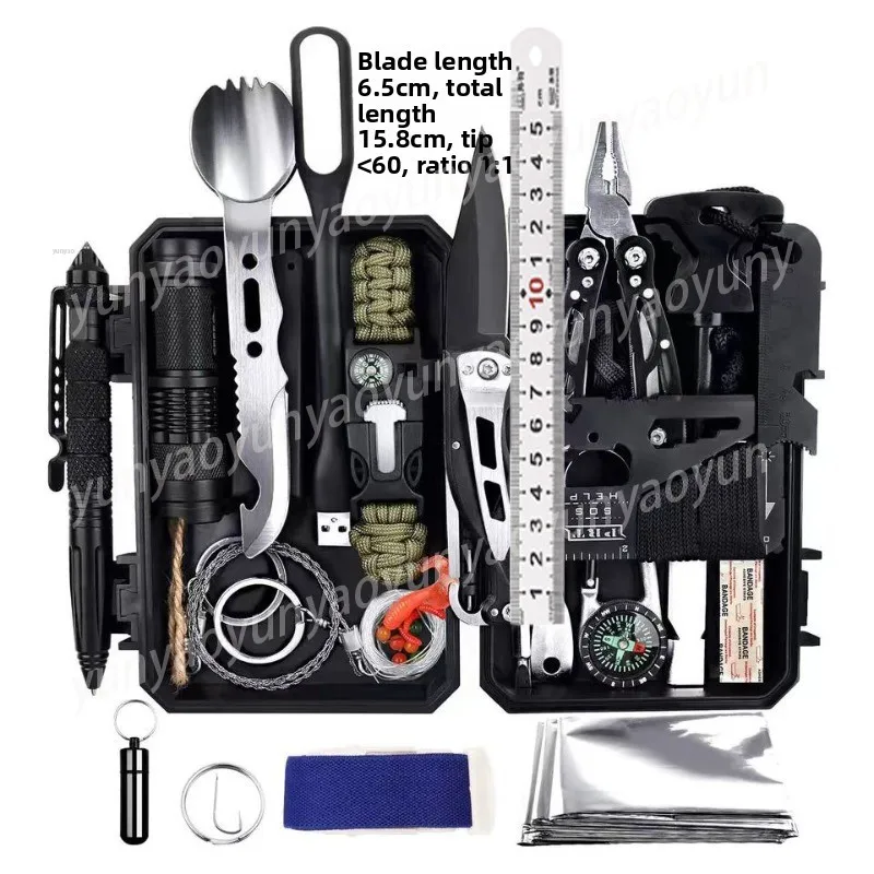 

Outdoor Survival Equipment Toolbox 60-in-1 Camping Set, Multi-functional Wild Survival Equipment, No Magnesium Rod Flint