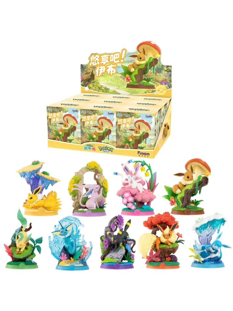 Anime Pokemon Funism Original Echte Eevee-Familie Blindbox Flareon Umbreon Sylveon Actionfiguren Sammlung Modell Spielzeug Geschenk