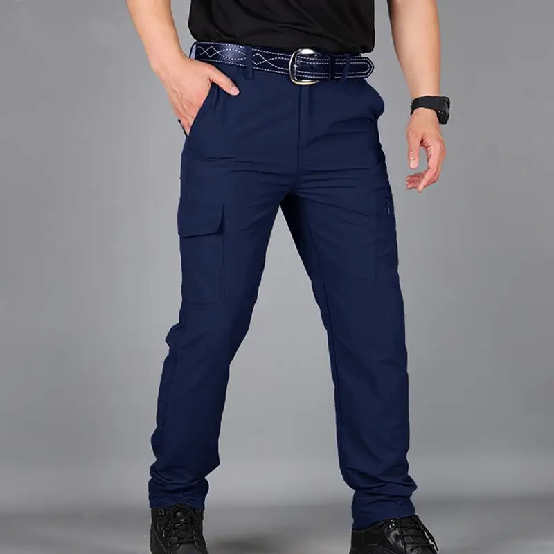 Men Summer Outdoor Quick Dry Cargo Pants Thin Stretch Overalls Loose Multi-pocket   Trousers Hiking Sports Pants