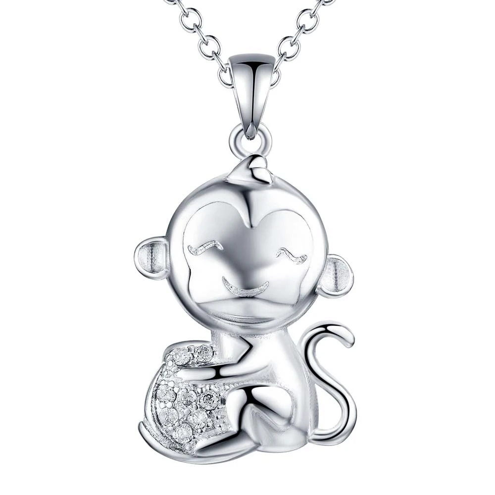 Halskette aus 925er-Sterlingsilber mit Affen-Anhänger, klassisch, für Damen, hochwertiger Hochzeits- und Verlobungsschmuck, modische Weihnachtsgeschenke
