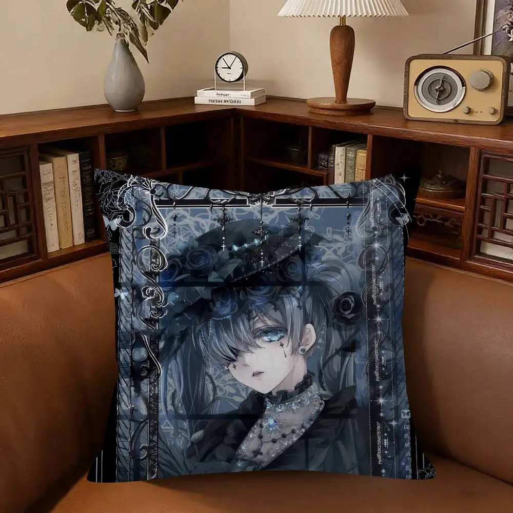 Anime B-Black B-Butler Cushion  Pillow Cushion Cover Pillowcase Living Room Sofa Home Decor Customized - view 6