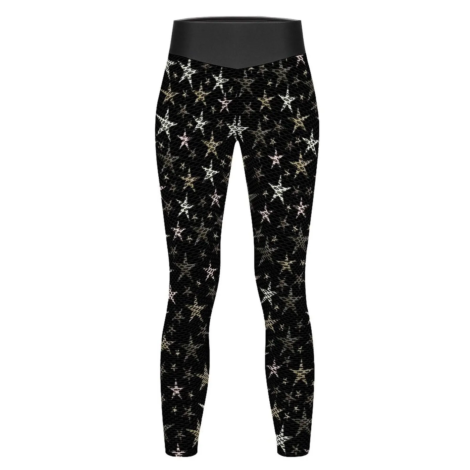 Bright Star Leggings Sexy Schwarz Silber Glänzende Sterne Drucken Hohe Taille Yoga Hosen Süße Dehnbare Leggins Dame Workout Sport Legging