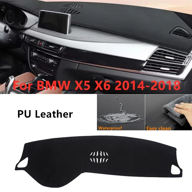 PU Leather LHD Dashboard Cover Dash Pretector Anti-Slip Mat Trim Dashmat Carpet For BMW X5 X6 2014-2018