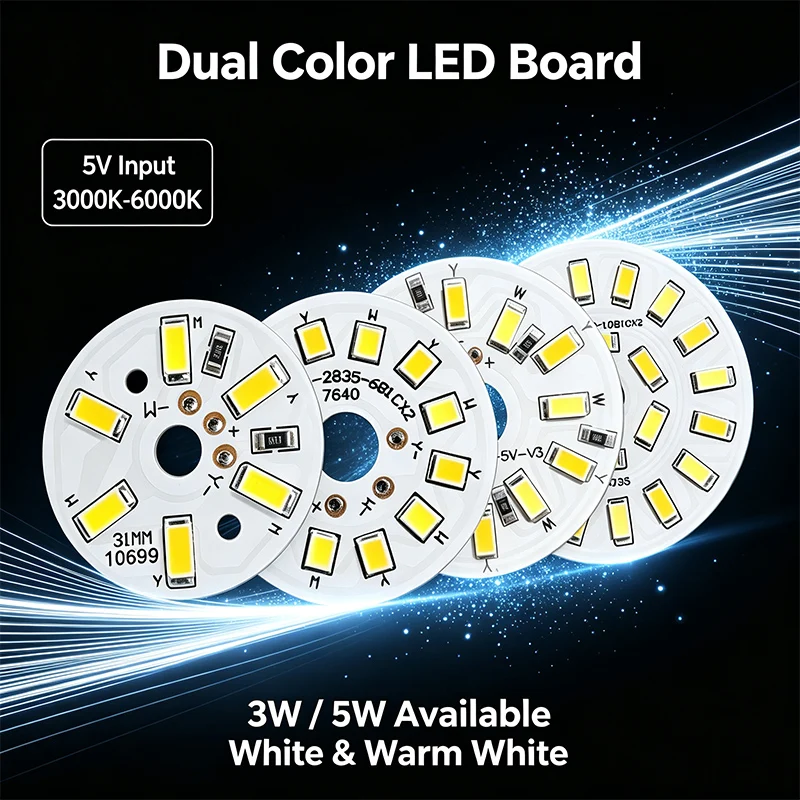 10/30/50PCS  5W DC5V LED Panel Three Color Temperature White Warm Neutral Light Source DIY Model Display Decoration