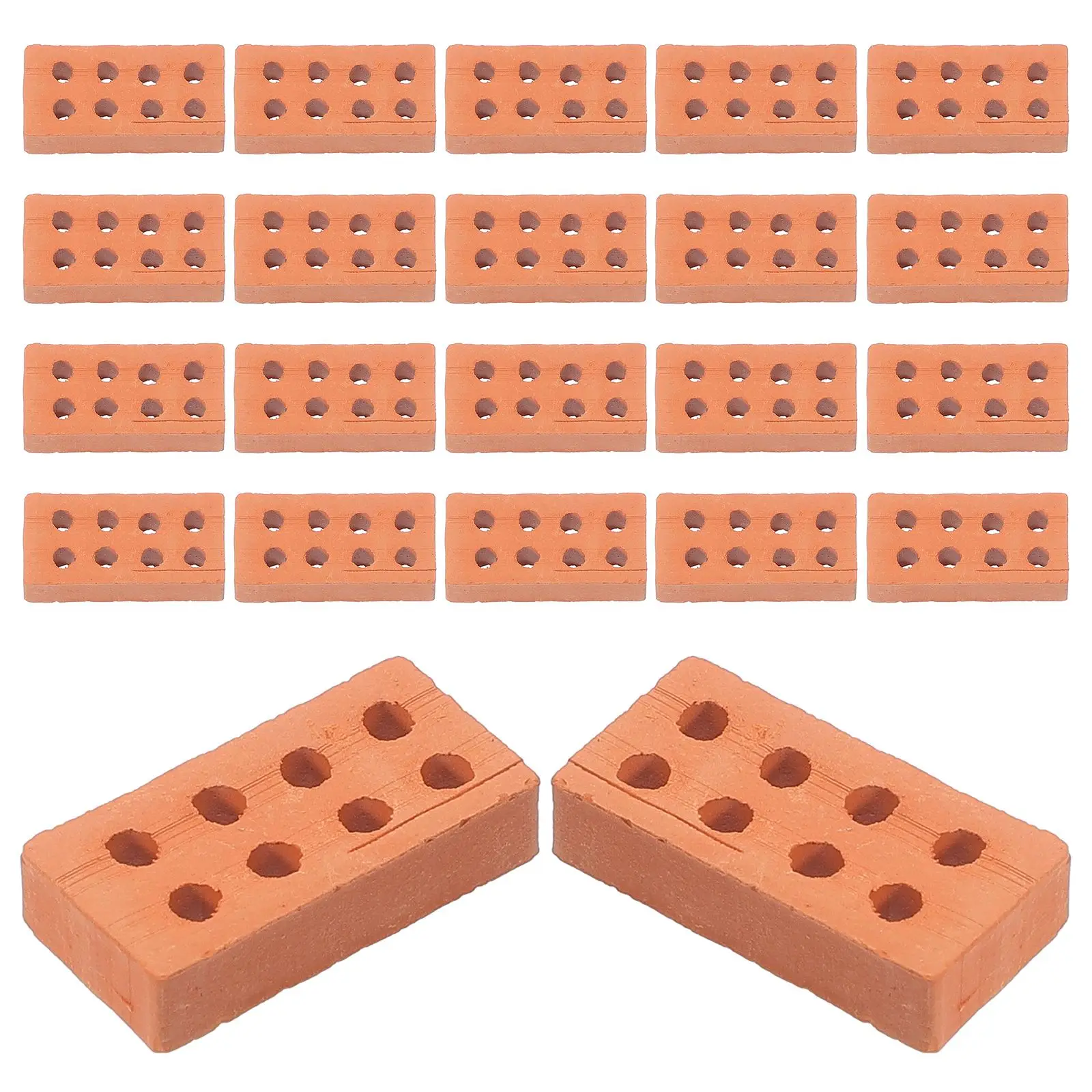 50Pcs DIY Miniature Brick Models Roof Tiles Model Building Set Red Miniature Tiles for DIY Landscape Kitchen Garden Decoration