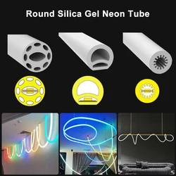 Round Silica Gel Covering Tube Neon Sign Flexible Soft Lamp Rope For 5/8/10mm PCB WS2812B WS2811 SK6812 LED Strip Light IP67